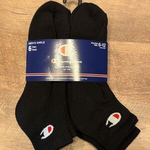 Champion Men's Ankle Socks - Black with Red Logo